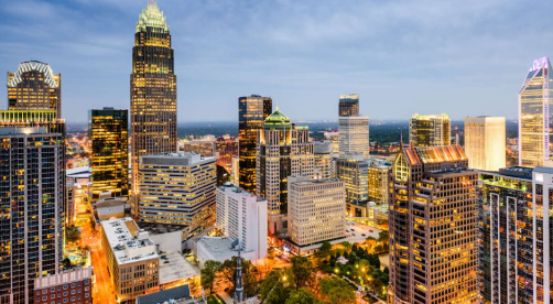 Charlotte Skyline at dusk
